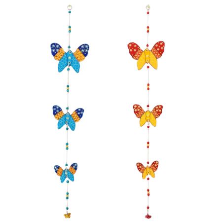 Handmade Wooden Butterfly Wall Hanging for Home Decor - Red-Yellow, Blue-Yellow